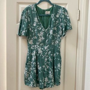 Greylin Green Floral Romper XS